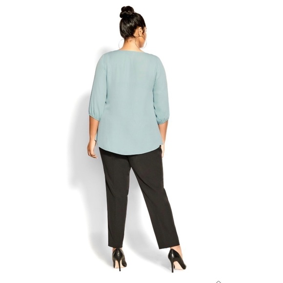 NWT CITY CHIC Sexy Fling Elbow Sleeve Top in Seafoam Size XS/14 - Picture 3 of 9